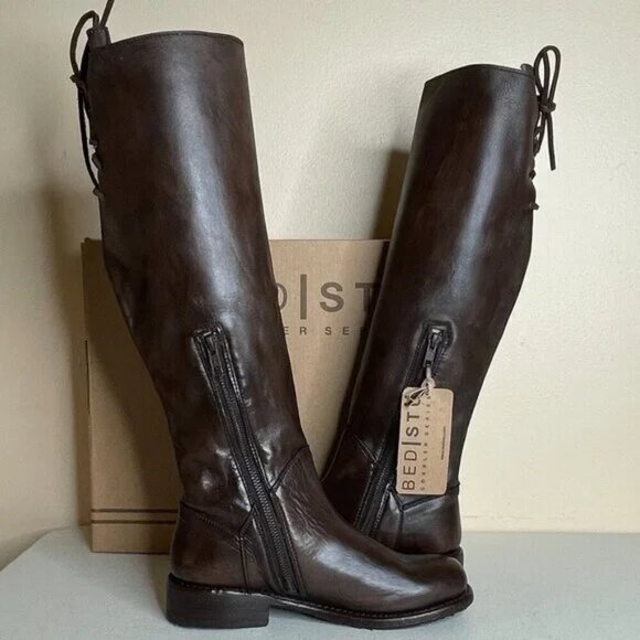 New BED STU Manchester Brown Leather Tall Riding Boots BedStu Size 6 - Picture 4 of 16